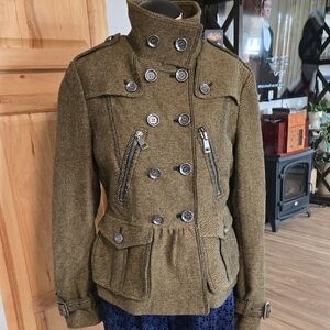 Burberry Peplum Double-Breasted Women's Jacket Womens Size 14 Burberry Brit